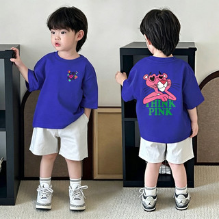 (1-12 tuổi) Áo thun ngắn tay trẻ em, áo thun in hình báo hồng hoạt hình Disney, cổ tròn.