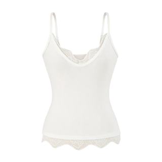 Mới Nguyên Chất Muốn Gợi Cảm Giả Hai Mảnh Cổ Chữ V Phối Ren Bên Trong Mặc Áo Vest Mỏng | Áo lót Skinny mềm bằng vải Tencel