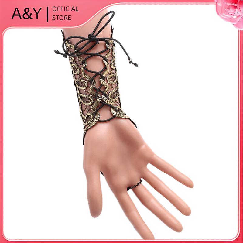 A & Y Gothic Steampunk Ren Cuff Găng Tay Không Ngón, Ấm Cánh Tay, Vòng Tay Vàng