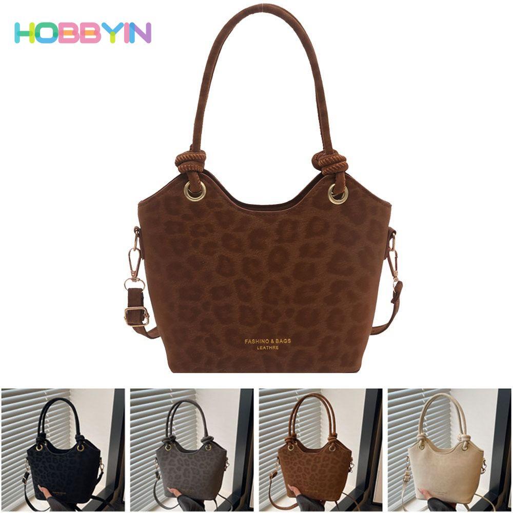 Túi đeo vai HOBBYIN, Ba lô cổ điển bằng da PU dung tích lớn, Túi xách điện thoại cổ điển in họa tiết da báo di động Sử dụng hàng ngày