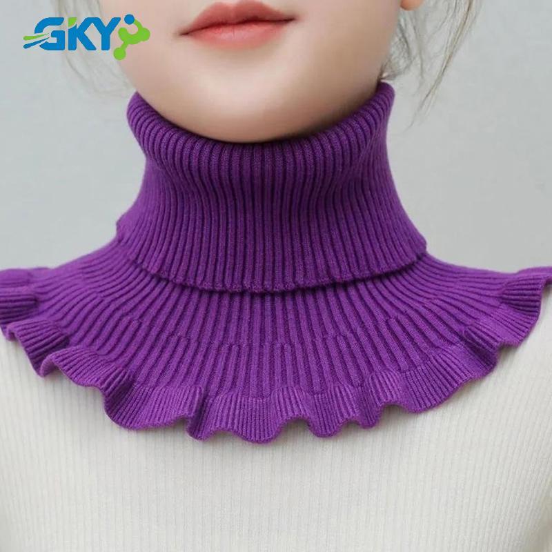 GKY Giữ ấm và lạnh ngoài trời Phụ nữ Dệt kim ấm áp Cổ áo giả Thiên Rùa Khăn quàng cổ giả có thể tháo rời Ne Khăn quàng cổ GKY