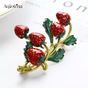 AqToCna Dâu Thổ Cẩm Pin Đỏ Thiết Kế Cây Trang Sức Dễ Thương Phong Cách Mùa Hè AqToCna
