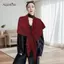 AqToCna Mùa Đông Nữ Khăn Choàng Quấn Cardigan Cape Len Pha Trộn Tam Giác Khăn Choàng Thiêned Với Dệt Kim Vai Ấm Áp AqToCna