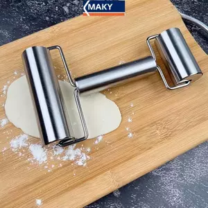 MAKY Thép không gỉ Đơn / Đôi Đầu Cán Pin Chống sti Bột Bánh Ngọt Con Lăn Nhà Bếp Bánh Bao Máy Mì Bánh Pizza Pies Dụng Cụ VN