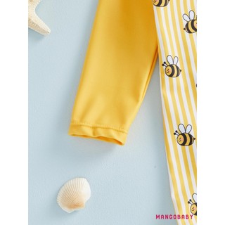 MG-Baby Rash Guard Đồ bơi có mũ 2 chiếc Bộ ong / Dưa hấu / Thuyền buồm In sọc Zip Up Đồ bơi dài tay