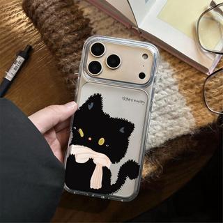 Vòng khăn quàng cổ mèo đen cho trường hợp iPhone17pro15/14/13/12 lỗ lớn xuyên thấu cao