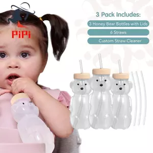 Trị Liệu Học Cốc Ống Hút Cho Trẻ Tập Đi Trị Liệu Học Tập Honeybear Ống Hút Bé Bộ Kem PEACH 3 Gói