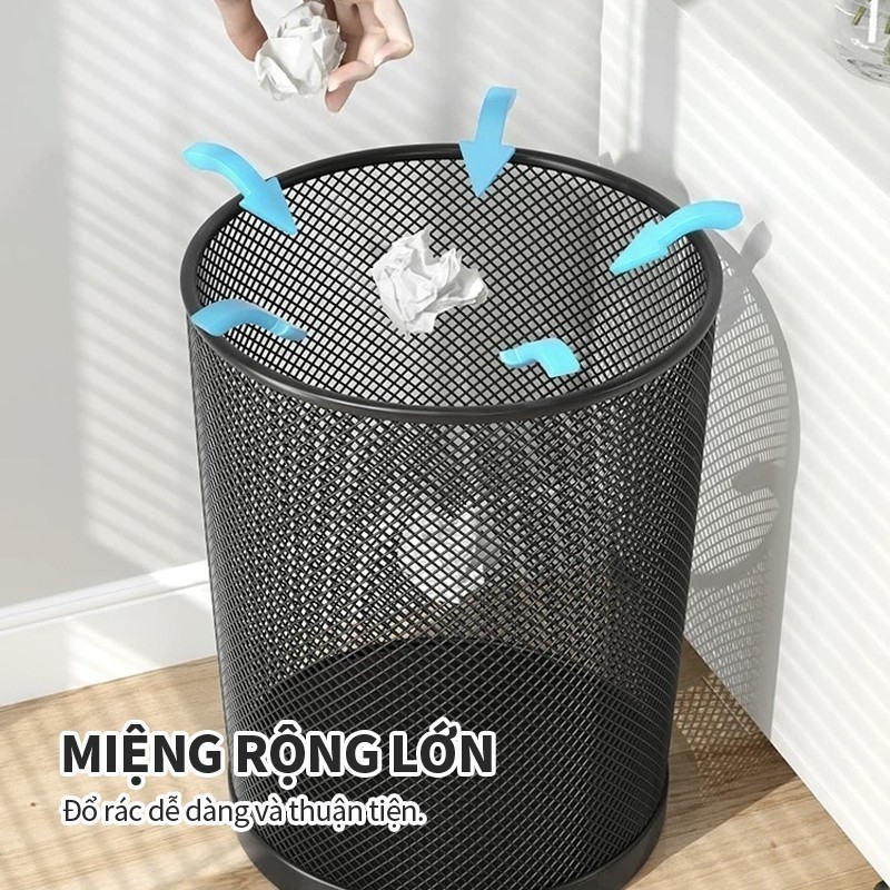 [HÀNG LOẠI 1] Thùng Rác Văn Phòng HomeMate Lưới Sắt Sơn Tĩnh Điện, Sọt Rác Kim Loại Tối Giản Cho Bàn Học & Công Ty