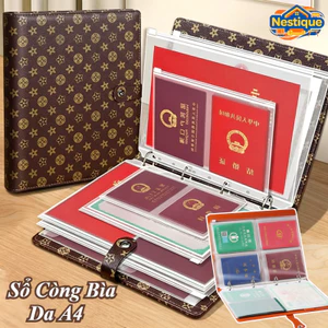 Sổ Còng Bìa Da A4,Bìa Còng A4,Đựng Tài Liệu Quan Trọng,Kèm Túi Zip Chống Nước Chống Bụi/Trang Phân Chia Nhiều Ngăn