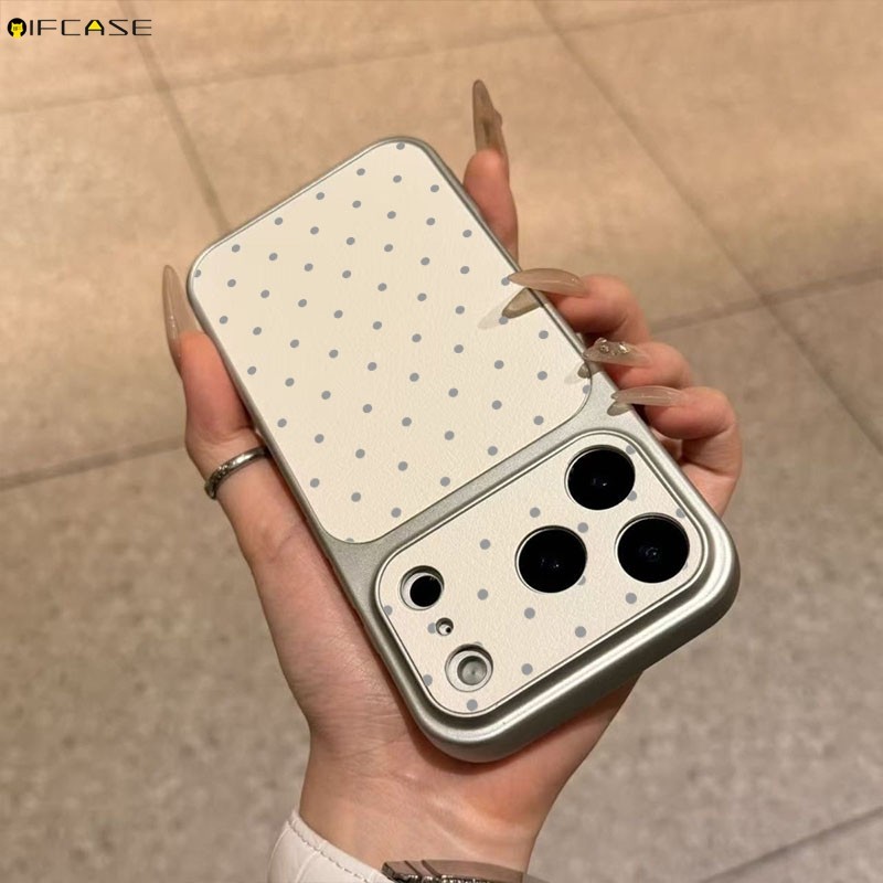 Dành Cho Realme C85 Pro C75 C75X C73 C71 C67 C65S C65 C63 C61 C55 C53 C51 C51S C35 C33 C30S Ốp Điện Thoại Màu Trắng Lớn Cửa Sổ Da PU Thanh Lịch Đơn Giản Màu Xám Chấm Bi Vỏ
