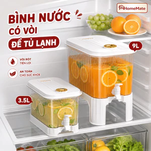 Bình Nước Có Vòi Để Tủ Lạnh 3.5L/5L/9L HomeMate – Bình Đựng Nước Ép, Trà Hoa Quả Có Chân Đế Tiện Lợi