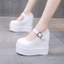 Mùa Xuân Thu Bên Trong Tăng Chiều Cao Giày Trắng Bằng Sáng Chế Da Slip On 13cm Siêu Cao Gót Giày Lười Đế Dày Đế Nền Tảng Loafer