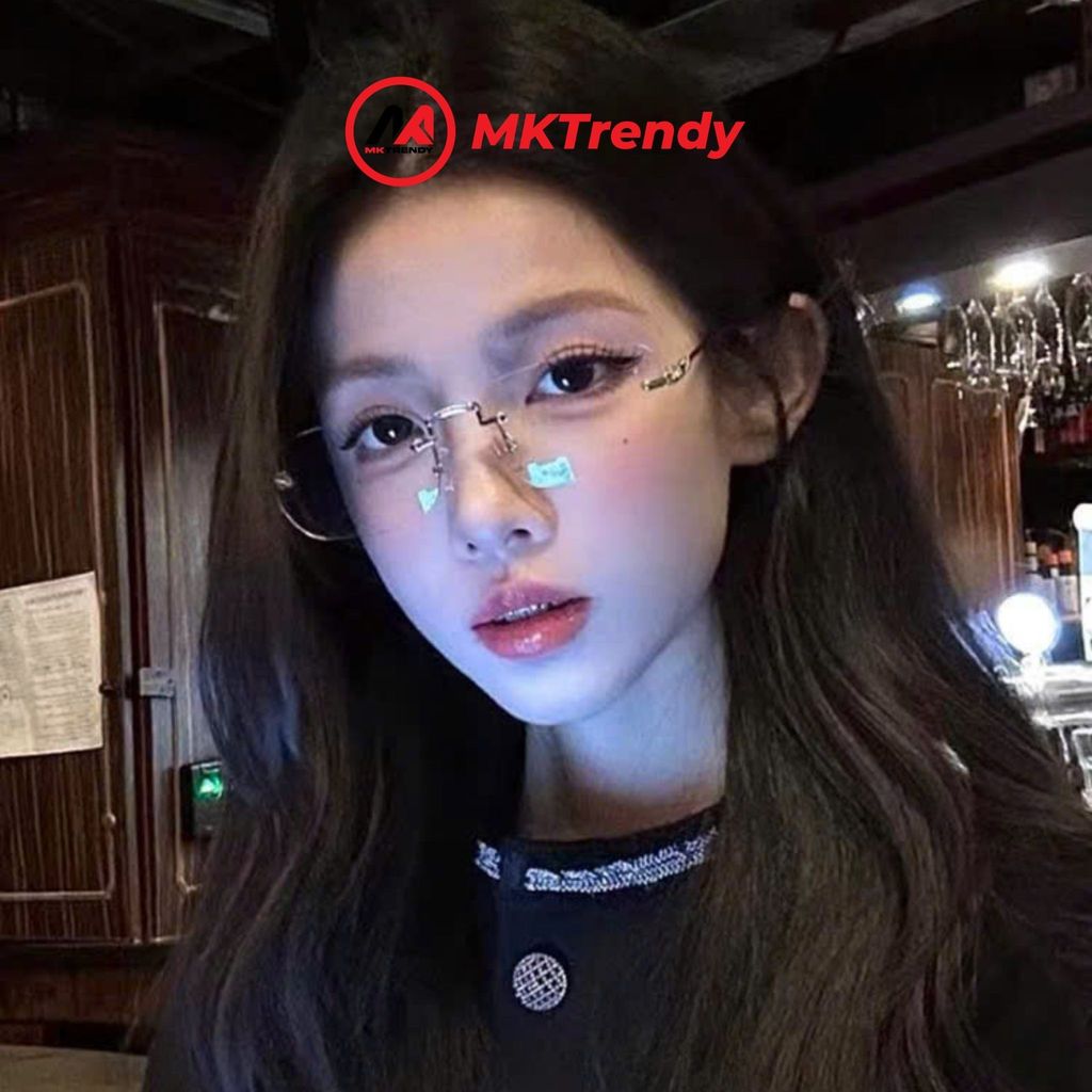 Kính không viền đổi màu MKTRENDY gọng kim loại chống ánh sáng xanh chống tia UV thời trang tổng tài X13