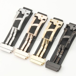 19x25mm 19x26mm cho Hublot Bigbang Silicone + Dây đeo đồng hồ bằng da họa tiết tre Dây đeo đồng hồ có khóa gấp Vòng đeo tay