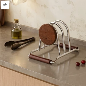 Giá đỡ bảng cắt 2 tầng bằng thép không gỉ cổ điển có miếng đệm chống trượt cho nắp nồi Bảo quản nhà bếp