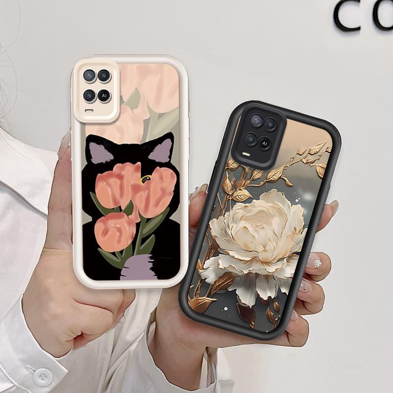 Ốp Lưng Cho OPPO A54 4G Hoạt Hình Silicon Mềm Đáng Yêu TPU Hoa Tulip Angel Eye Vỏ Điện Thoại Chống Sốc