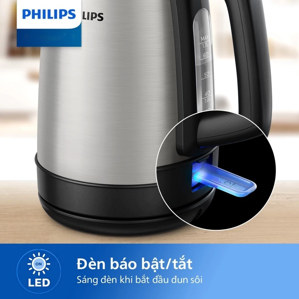 Ấm Đun Siêu Tốc Philips HD9350/90, Công Suất 2200w - 1.7L, Hàng Chính Hãng