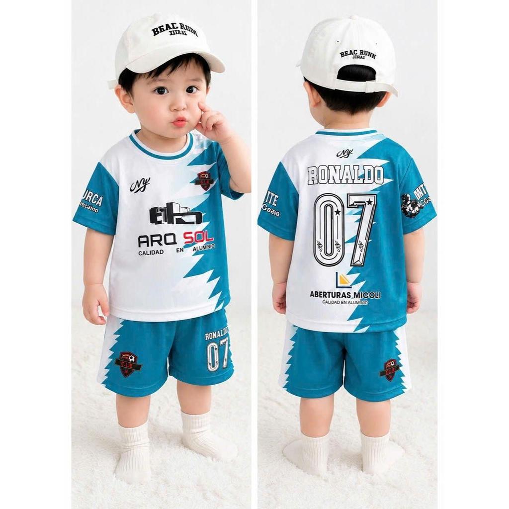 Bộ Quần Áo Cộc Tay MẪU BÓNG ĐÁ Unisex Cho Bé 7-50kg Chất Liệu An Toàn Thoáng Mát Thiết Kế Thời Trang 4 Màu 4 Bộ thoitran