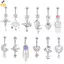 Nhẫn rốn xuyên barbell thép không gỉ sáng bóng hình trái tim - Phụ kiện body piercing thời trang dành cho nữ