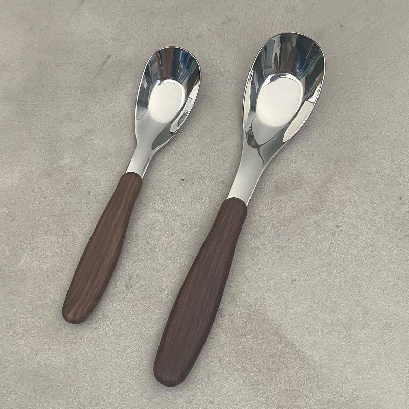 LIS Thìa Inox Có Giả Hạt Gỗ Tay Cầm Nhà Bếp Bộ Đồ Ăn Ăn Bữa Tối Món Tráng Miệng Cơm Súp Thìa Tiện Ích HUJ