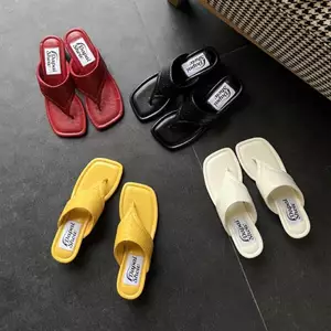 TT Châu Âu Mỹ Mũi Vuông Nêm Gót Chân Lật-Flops Nữ 2026 Phong Cách Mới Dệt Flip-Flops Cao Gót