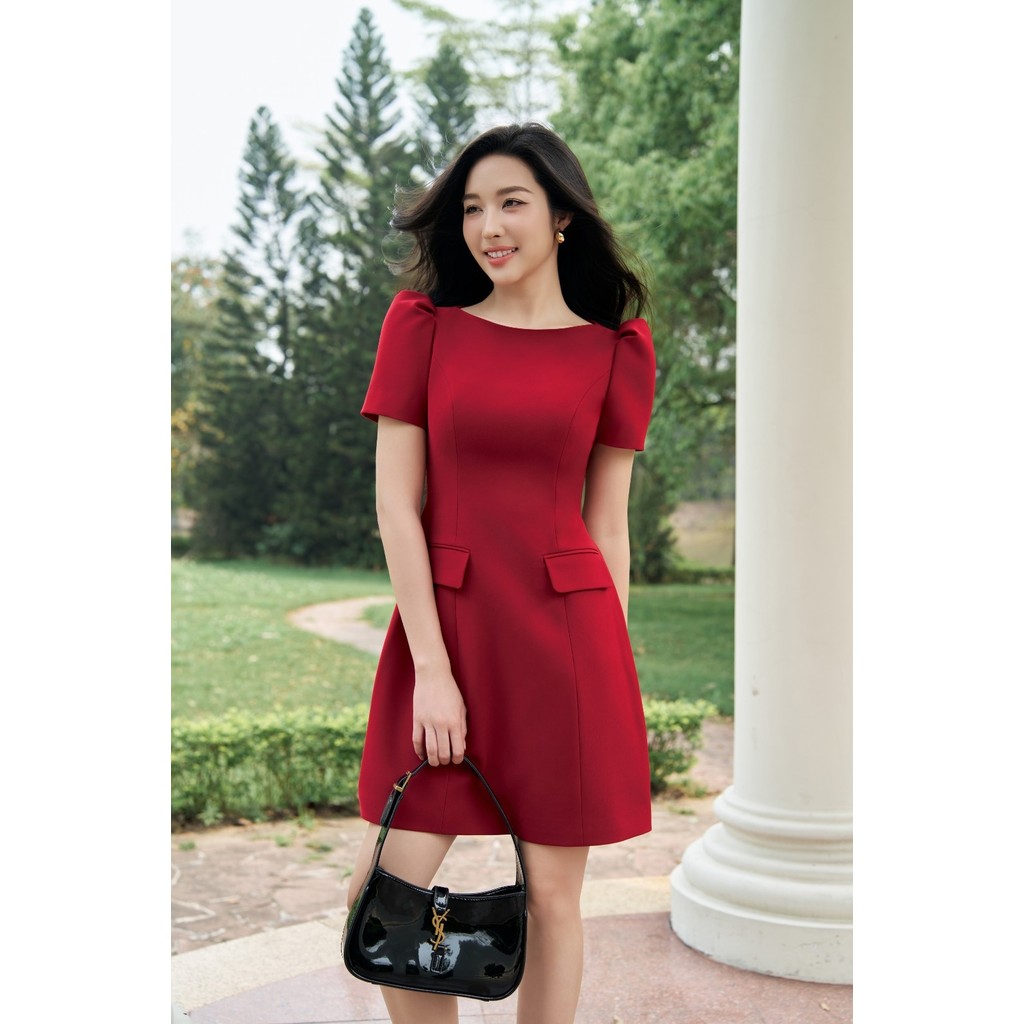 Đầm mini ELLA DORA thiết kế tay bồng form ôm nhẹ thanh lịch sang trọng 3 màu TRẮNG/ĐỎ/KEM [D282]
