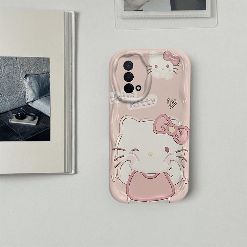 Ốp Lưng Cho OPPO A74 A95 4G F19 Reno6 Lite Phim Hoạt Hình Kem Cặp Đôi Mèo Mềm TPU 3D Sóng Silicon Vỏ Điện Thoại