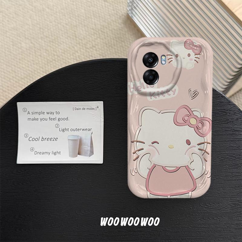 Ốp Lưng Cho OPPO A54 4G A57 4G A77 A77S Phim Hoạt Hình Kem Cặp Đôi Mèo Mềm TPU 3D Sóng Silicon Vỏ Điện Thoại