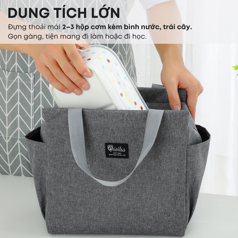 Túi Đựng Cơm Giữ Nhiệt Size Lớn 2 Ngăn Phụ Tiện Lợi – Túi Cơm Văn Phòng Chống Nước, Dung Tích Rộng Tiện Lợi | 378
