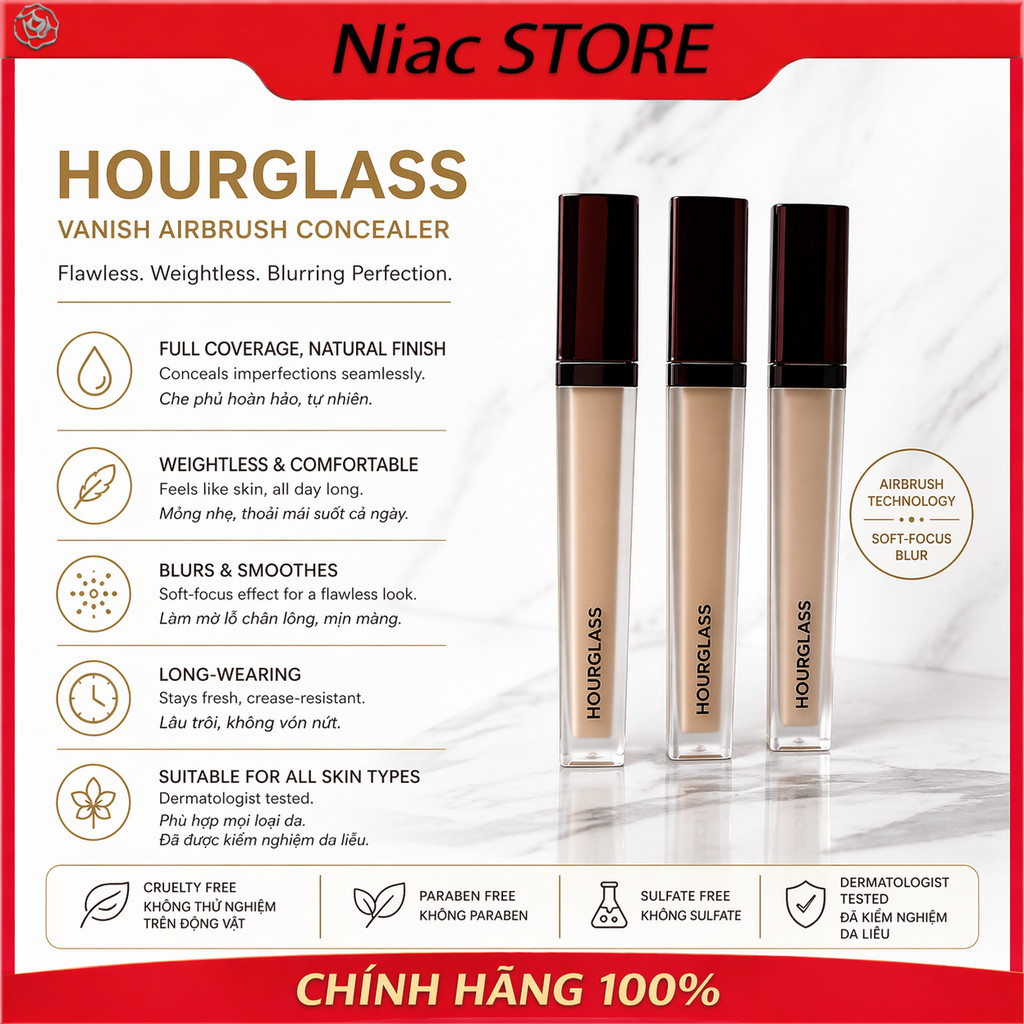 Kem Che Khuyết Điểm ℍ𝕆𝕌ℝ𝔾𝕃𝔸𝕊𝕊 𝕍𝔸ℕ𝕀𝕊ℍ 𝔸𝕀ℝ𝔹ℝ𝕌𝕊ℍ 𝓒𝓸𝓷𝓬𝓮𝓪𝓵𝓮𝓻 Fullsize| Che Phủ Tốt, Mịn Tự Nhiên