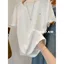 Áo sơ mi size lớn phong cách Hàn Quốc, cổ áo hình nấm, thiết kế đơn giản, phù hợp mùa hè