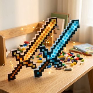 Phong Cách Minecraft Sáng Lên Đồ Chơi Sword Axe LED Nhấp Nháy Vai Trò Trẻ Em Chơi Bền Trận Chống Đỡ