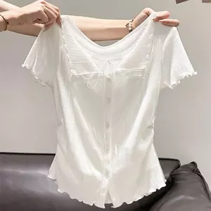 Áo thun nữ thiết kế mới, tạo cảm giác eo hẹp với chi tiết pit strip - Phù hợp mùa hè