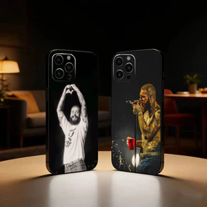 Ốp Điện Thoại TP-1 Pop King P-Post Malone Cho iPhone17,16,15,14,13,12 Plus, Max Soft Silicone Đen Cover