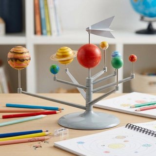 Mô hình hệ mặt trời Mô hình 3D lắp ráp khoa học Đồ chơi xoay quỹ đạo màu Học tập trẻ em ABS