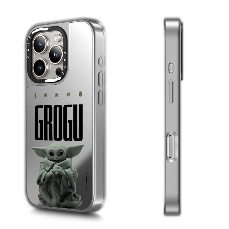 CASECASE X The MandalorianTM Và Grogu - Grogu Black & Sliver Mirror Vỏ IPhone Hút Từ Tính Cho IPhone 17 Air 16 15 14 13 12 Pro Max Plus Ốp Lưng Cứng Có Hộp Khắc Logo
