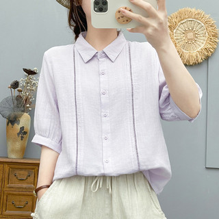 Áo sơ mi nữ cotton thiết kế nghệ thuật Pháp, phù hợp mùa hè