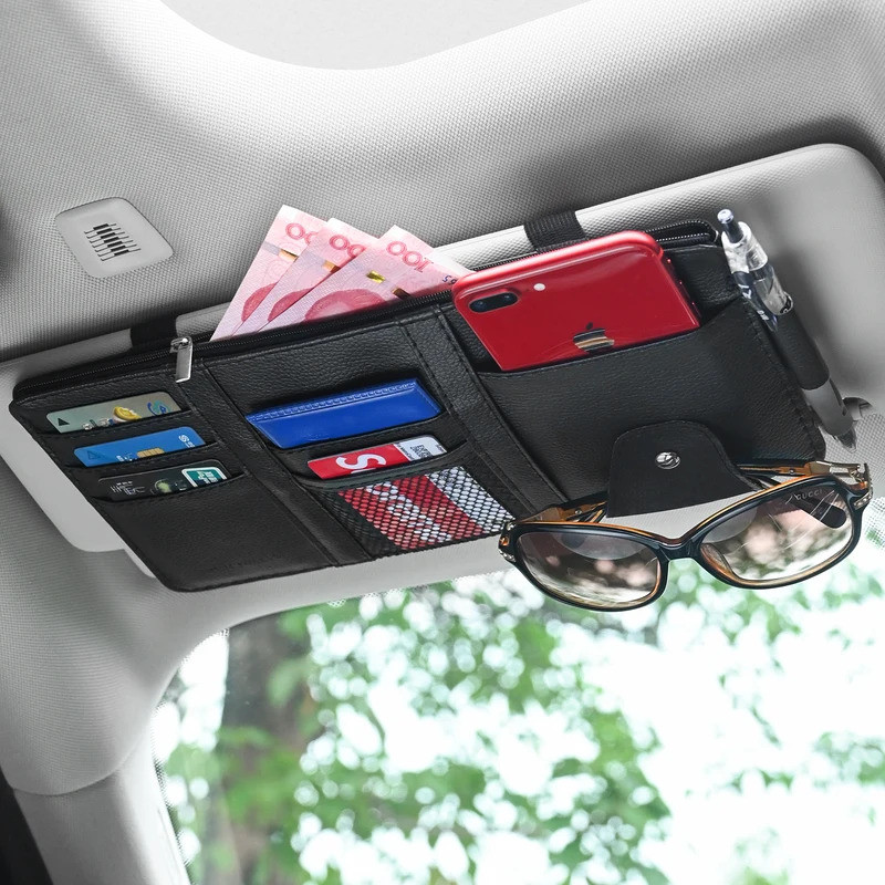 Car Sun Visor Organizer Multi Pocket Zipper Storage Bag