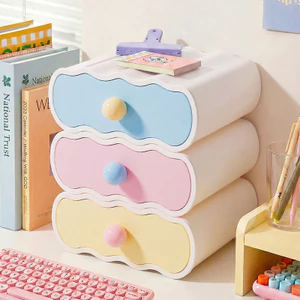 kệ đựng đồ để bàn ngăn kéo đa năng hộp lưu trữ văn phòng phẩm trang trí bàn học kệ mỹ phẩm chống bụi màu pastel tiện lợi