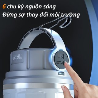 Đèn lồng cắm trại năng lượng mặt trời Loại C có thể sạc lại chống nước 1200mAh LED Lều Light Hook IPX4