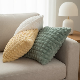 Nhung Đệm Sofa Gối Sọc Vuông Mềm Mại Sang Trọng Chống Trơn Trượt Có Thể Giặt Trang Trí Nhà