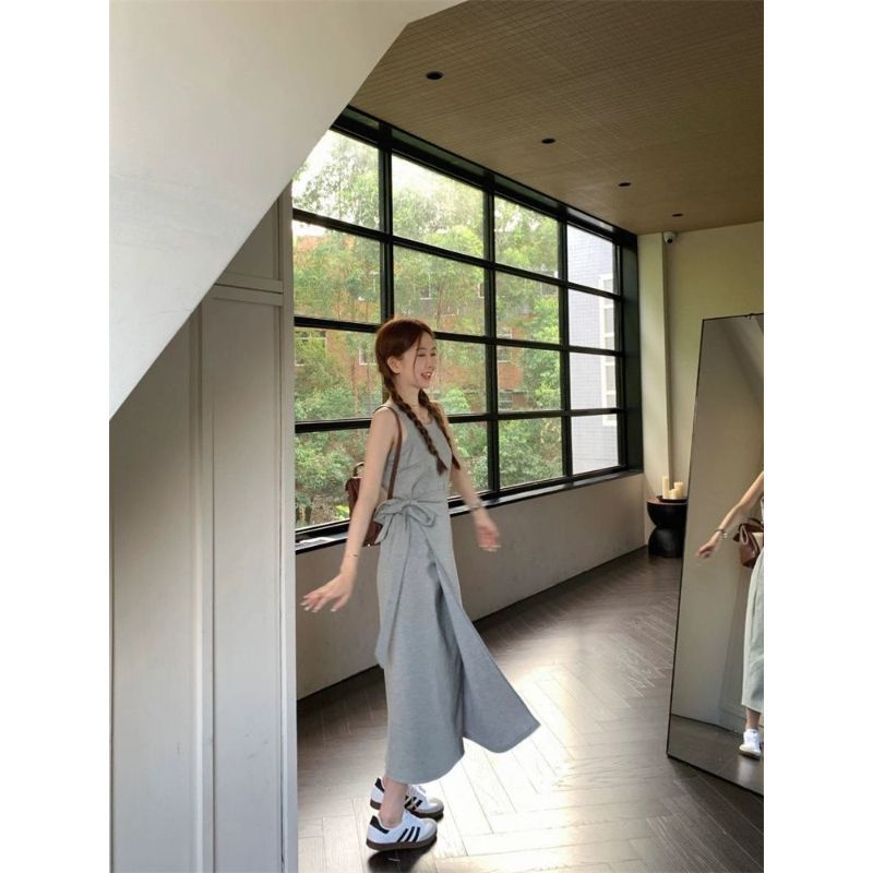 Váy vest dáng Hàn Quốc màu trơn, phù hợp mùa hè, thiết kế ôm body