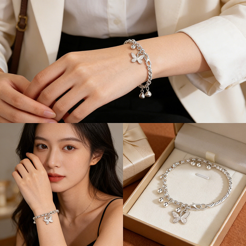 Vòng Tay Bướm Chuông độc đáo, Trang Sức Nữ Hot Trend Phong Cách Tối Giản, Dễ Phối Mọi Trang Phục