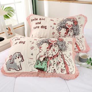 Hàng sẵn có Sản phẩm mới Puff Cotton Gạc Gối Một Cặp Đôi Hoạt Hình Dễ Thương Gối Ký Túc Xá Ren Bốn 84UH