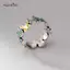 AqToCna Bạc 925 Không Đều Nhiều Màu Sắc Thỏ Nhẫn Nữ Đơn Giản Phong Cách Retro Handmade Mỹ Trang Sức Sinh Nhật AqToCna