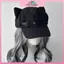 MYPANDA Tai Mèo Nữ Bông Tai Kẹp Gothic Gothic Gothic Gothic Gothic Beret Y2K Bé Gái Steampunk Punk Dây Kéo Mũ Chống Nắng Handmade.