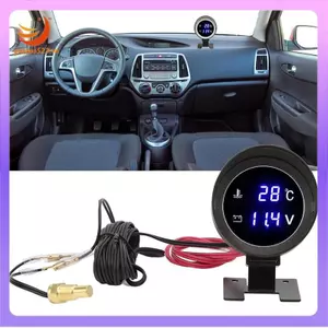 Đồng hồ đo nhiệt độ nước ô tô DC 9-36V Vôn kế động cơ ô tô Điện áp nhiệt độ nước 2in1 mét với cảm biến nhiệt độ nước