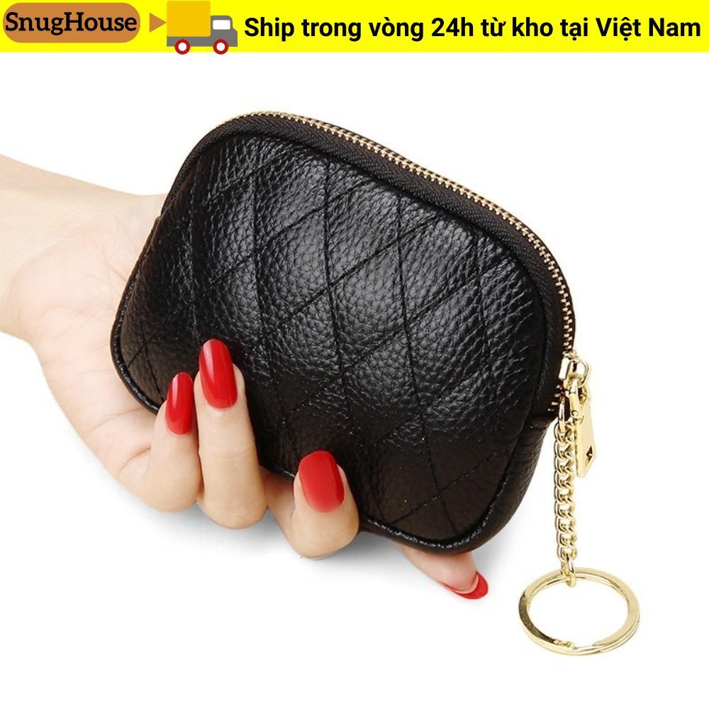 Ví dây kéo SNUGHOUSE, Ví đựng tiền xu Mini cầm tay bằng da PU, Chìa khóa ô tô thông thường đa năng