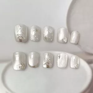 Ice World Đeo Móng Tay Giáng Sinh Bông Tuyết Nhấp Nháy Tính Khí Làm Trắng Da Học Sinh Hàng Ngày Handmade Làm Móng Tay