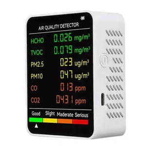 Máy dò chất lượng không khí sáu trong một Formaldehyde PM2.5 TVOC Máy dò khí độ ẩm nhiệt độ Carbon Dioxide